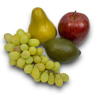 Realistic Artificial Fruit 4 Pieces Red Apple Green Grapes Lime Pear Table Decor
